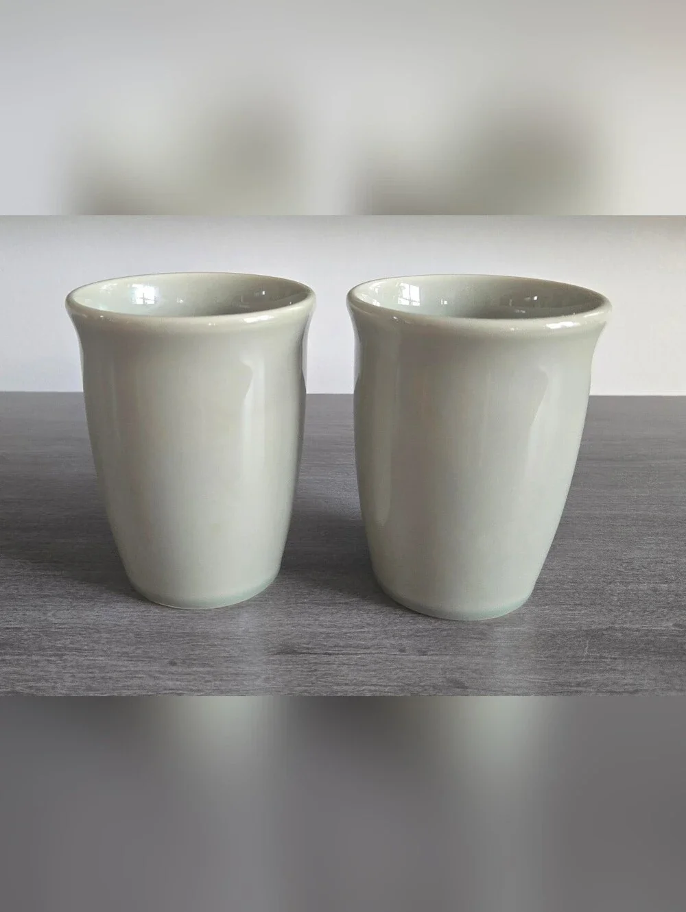 Crate & Barrel Set Of 2 Vintage Discontinued Sage Green Gallery Coffee Tea Mugs
